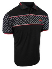 Mens Polo Shirt Designer Italian Striped Logo Sleeve Badge Stretch Casual Dress