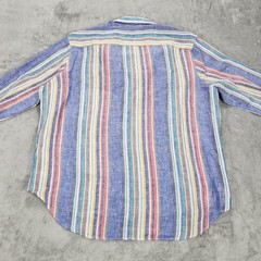Frank & Eileen Shirt Womens Small Eileen Linen Multicolor Stripe Button Up