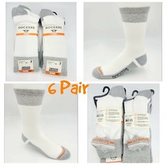 DOCKERS Ultimate Mens 6 Pairs Temperature Management White Crew Socks Size 6-12