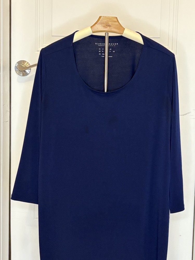Susan Graver Modern Essentials Liquid Knit Tunic in Navy 1X