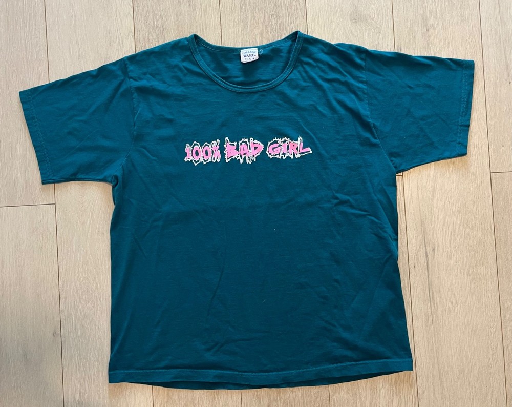 college ware usa womens teal 90s graphic 100 percent bad girl t shirt top 22w