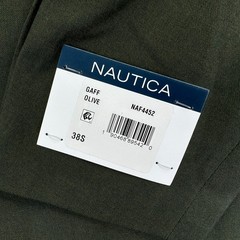 Nautica Mens 2-Piece Modern Fit Active Stretch Solid Suit Olive Green 38S 32W
