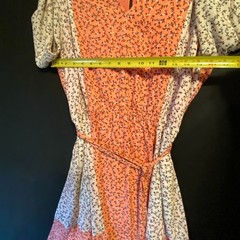 CeCe Puff-Sleeve Romantic V-Neck Tie-Waist Floral-Print Dress Size M