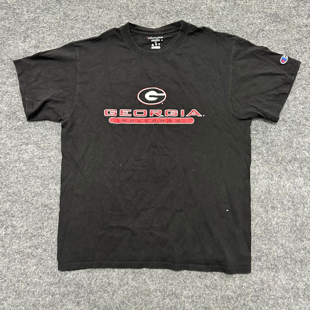 Champion T-Shirt Mens Size M Black Georgia Bulldogs NCAA Graphic Cotton Tee