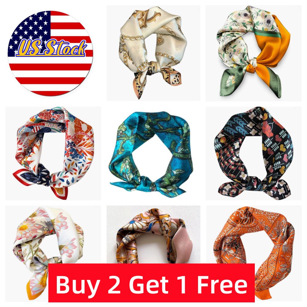 100% Pure Silk Square Scarf Women Silk Neckerchief Bandanna Hair Scarf 21″x21″