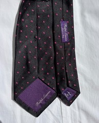 Ralph Lauren Purple Label Black Silk Tie – Woven Purple Dots – Italy – $235.00