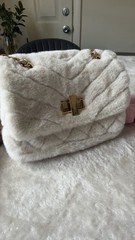 ALDO White Quilted Crossbody Bag Gold Chain Strap Turn Lock Bow Charm