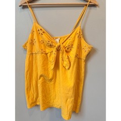 Maurices Size XL Sunshine Yellow 100% Cotton Floral Eyelet Lace Cami Top Boho