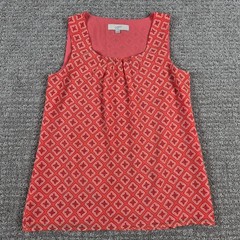 Loft Ann Taylor Tank Top Womens (S) Coral Pink Geometric Pleated Sleeveless