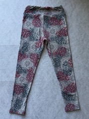 LuLaRoe Kids S/M Gray Floral Ankle Leggings Mid Rise Stretch Yoga Knit