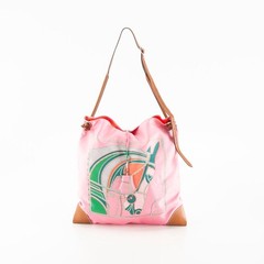 Hermes Shoulder Bag Silky City Silk Veau Barenia Leather Pink Square 15.7in 99