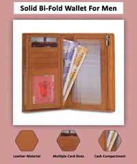 Leatherboss Genuine Leather Checkbook Credit Card Holder Money ID Holder, Tan