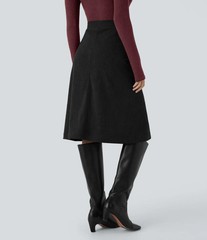 Halara Mid Rise Front Side Flap Pocket Midi Corduroy Casual Skirt Size XL Reg 20