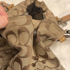 Coach Signature Logo Satchel Top Handle Tan/Brown w/ Snap Wallet & Charm