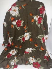 GEORGE Hawaiian Shirt Men’s 3XL- Sh. Sleeve Camp RAYON Brown w/ floral D2 54-56