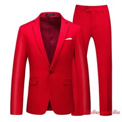 Men’s One Button Formal Suits 2pcs Blazer Jacket Pants Slim Party Grooms Wedding