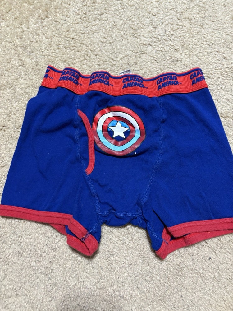 Vintage Marvel Comics Captain America Boxer Briefs S Blue Cotton Jersey Logo
