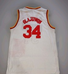 Retro Houston Rockets Hakeem Olajuwon 34 White Basketball Jersey Size XL