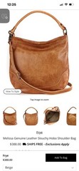 FRYE MELISSA HOBO DISTRESSED Cognac CROSSBODY OR SHOULDER LEATHER Slouchy Magnet