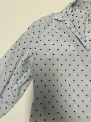 Frank & Eileen Eileen Heart Print Button Front Shirt Blue Stripe Large