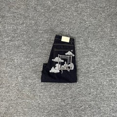 Derschutze Cloud embroidered casual denim shorts
