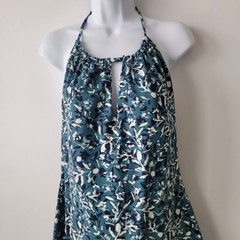 Garnet Hill women’s Signature High-Neck Swim Dress size 12 Tie-back strap
