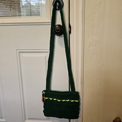Crochet Purse Homemade Green Zipper Closure