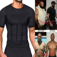Men Slimming Body Shaper Posture Corrector Vest Abdomen Compression Tops T-Shirt