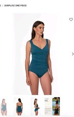 Jantzen Teal Surplice One Piece Swimsuit Adjustable Wide Straps Size 10 Depths