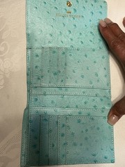 Elaine Turner Turquoise Ostrich Leather/StrawWallet New Without Tags