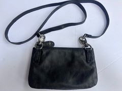 Harley Davidson Black Leather Studded Crossbody Bag Clutch Wallet Silver Logo