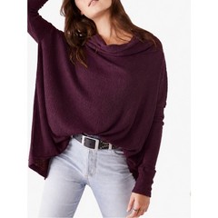 Free People Juicy Thermal Top Date Night Purple Cowl Neck Oversized S
