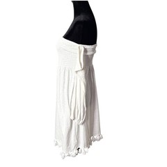 Lilly Pulitzer Trina Beach Dress White Smocked Off the Shoulder Tassels Size S