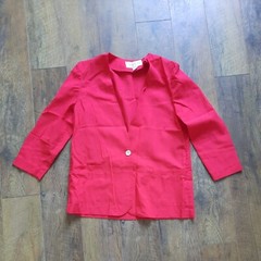 VTG Fundamental Things Petite One Button Jacket Blazer Size 14 Long Sleeves Red