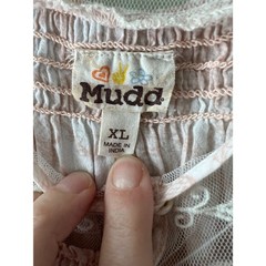 Mudd Baby Doll Shirt with Embroidered Collar and Elasticized waist Size XL