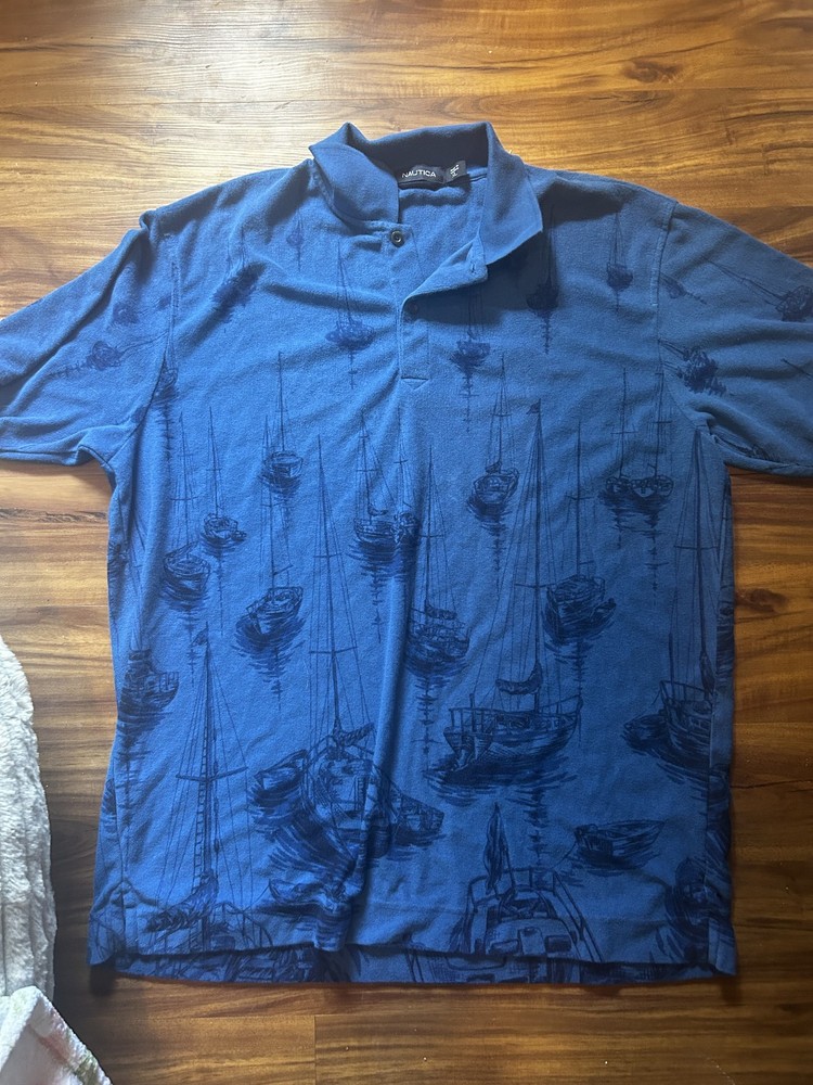 Navy Nautica Shirt for Men with Sails