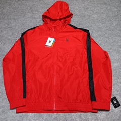 Spyder Pro HydroWeb Windbreaker Jacket Mens Large Red Hooded Full Zip DryWeb New