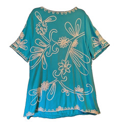 Maggie Barnes For Catherines Tunic Teal With Rope Embroidery Accents Size 0X