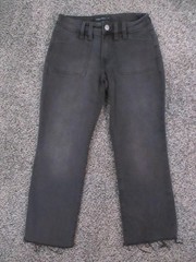 Aeropostale Jeans Womens 000 Black Mid Rise Kick Crop Raw Hem Flap Pockets 24×23