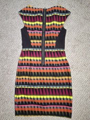 Signature London Style Striped Sleeveless Dress Size 6 Geometric Bodycon