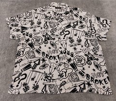 No Boundaries RETRO Mens 3XL White Black Graphic Print Short Sleeve Casual Shirt