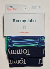 Tommy John Cotton Stretch 4-Inch Boxer Brief – Large – Stripe / Green – 2 Pack