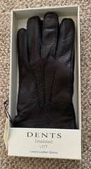 Dents Leather Gloves Cashmere Lined Luxury Black Mens Size Large