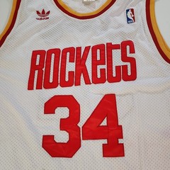 Retro Houston Rockets Hakeem Olajuwon 34 White Basketball Jersey Size XL
