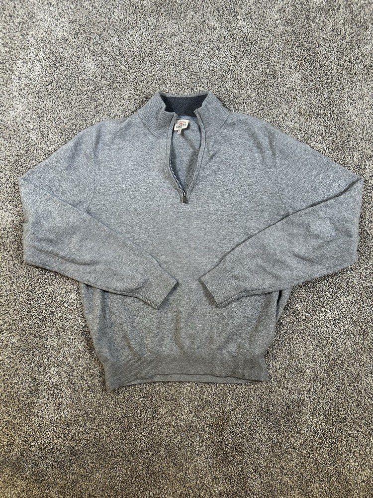 Faherty 1/4 Zip Pullover Sweatshirt Mens M Grey Casual Soft Cotton Nylon Poly