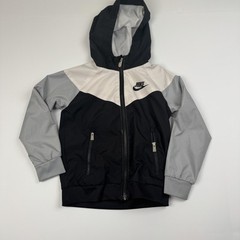 Nike Jacket Youth XS 3-4 Years Black Gray White Full Zip Hooded Windbreaker