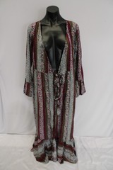 R. Vivimos Women’s Long Bell Sleeve Boho Maxi Wrap Dress LB3 Multicolor Medium