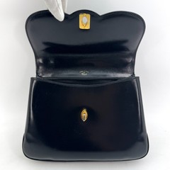 Vintage Gucci Interlocking Leather Hand Bag Black Gold