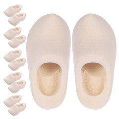 6 Pairs Mini Wood Shoes 1.57 inch Unfinished Wooden Doll Shoes DIY Crafts