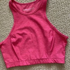 Outdoor Voices Flamingo Pink Athena Crop Top Bra Long Lines Sports Tank NWOT